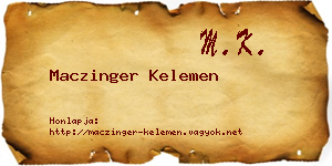 Maczinger Kelemen névjegykártya